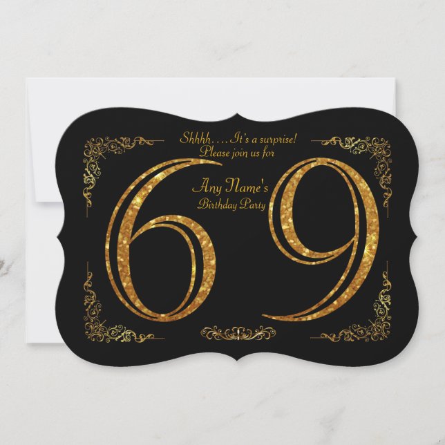Convite 69º,Festa de aniversário 69º,excelente Gatsby,pret (Frente)