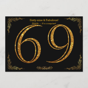Convite 69.a Festa de aniversário,Gatsby styl,dourado pret