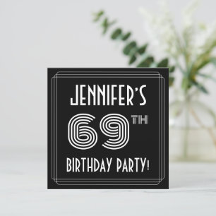 Convite 69th Birthday Party: Art Deco Style w/ Custom Name