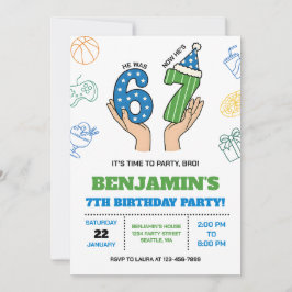 Convite 6-7 Birthday Invitation for Boys, Six Seven Meme