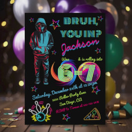 Convite 6-7 Bowling Bruh Neon Bowling Birthday