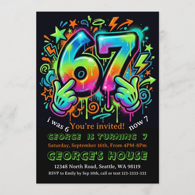 Convite 6-7 Boys Birthday Party Invitation (Frente)
