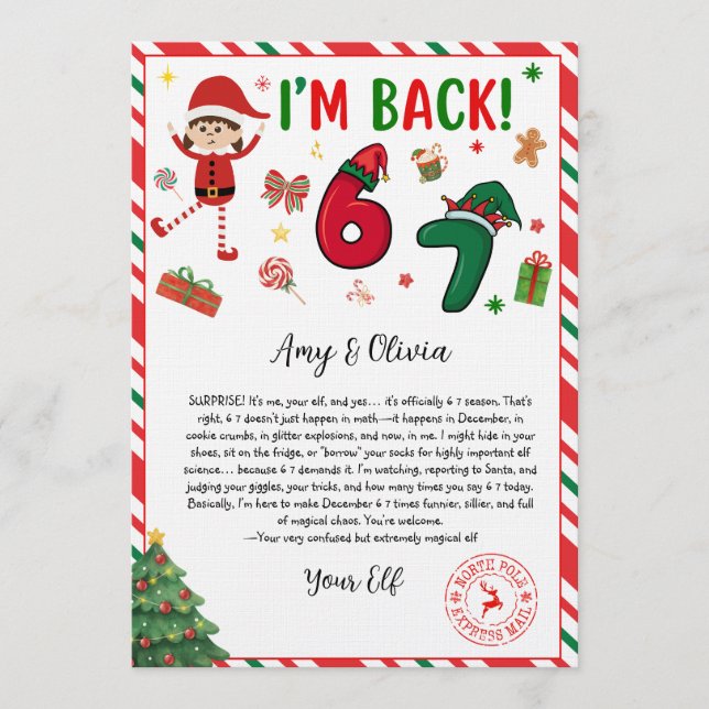 Convite 6 7 elf arrival letter - funny elf letter - 67  (Frente)