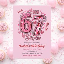 6 7 Seis Sete Tendência de Meme Rosa Aniversário d