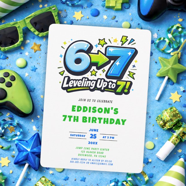 Convite 6 7 Trending Seven Birthday Party Invitation (Criador carregado)