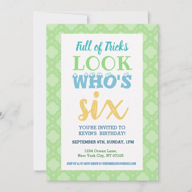 Convite 6 Birthday Invitation Sayings (Frente)