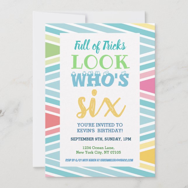 Convite 6 Birthday Invitation Sayings (Frente)