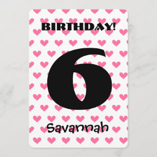 Convite 6 de Aniversário da Menina Nome Personalizado Mod