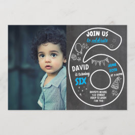 Convite 6 de Aniversário do Menino com o Número de Fotogra