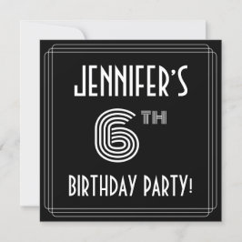 Convite 6 Festa de aniversário: Estilo de Deco de Arte com