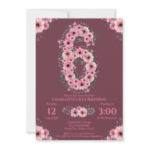 6 Grande Garota de Aniversário Flores Rosa Folhage