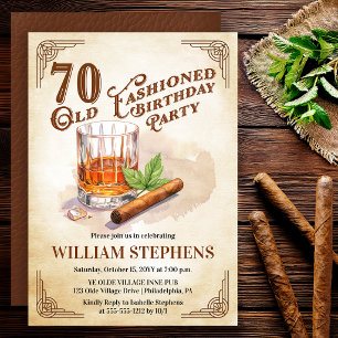 Convite 70ª Festa de Aniversário com Whisky e Cigarro ao E