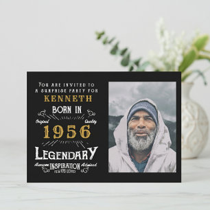 Convite 70º Aniversário 1956 Personalizado Dourado e Preto