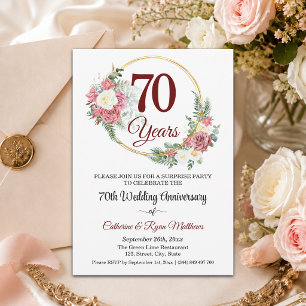 Convite 70º Aniversário de Casamento Surpresa Floral Plati