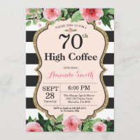70º Café Alto para Mulheres. Floral Dourado Preto