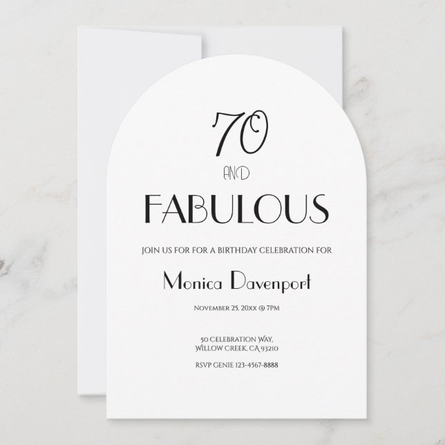 Convite 70 and Fabulous Seventy Birthday Invitation (Frente)