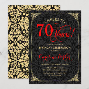 Convite 70 - Aniversário - Azul Vermelho Dourado