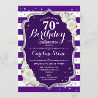 70 Aniversário - Rosas de Stripes Brancas Púrpuras