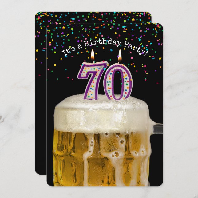 Convite 70 Birthday Beer Party (Frente/Verso)