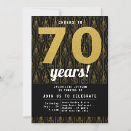 Convite 70 Birthday Black Dourada Party