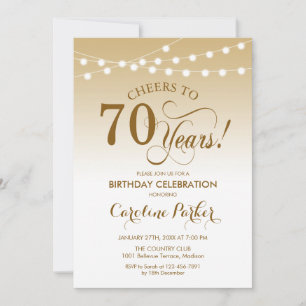 Convite 70 Birthday - Branco Dourado