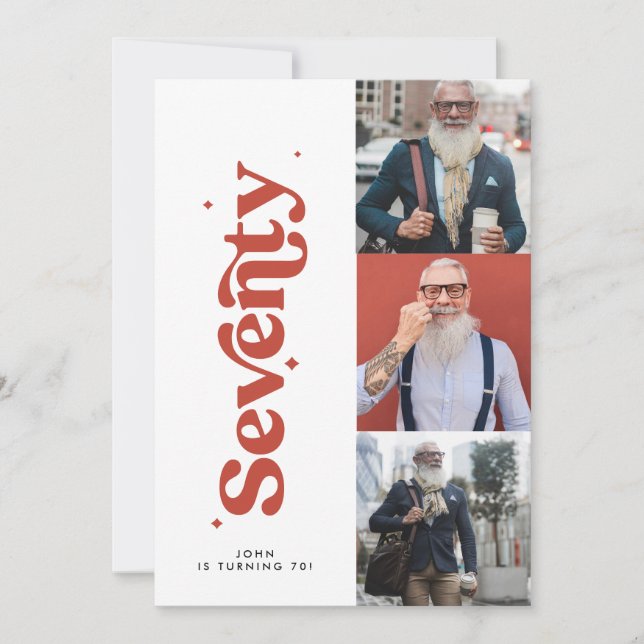 Convite 70 Birthday convida a foto mínima moderna (Frente)
