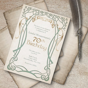 Convite 70 Birthday da fantasia medieval