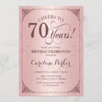 70 Birthday - Damasco Dourado Rosa