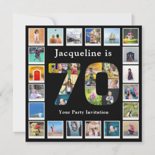 Convite 70 Birthday Design de Sua Própria Colagem de Fotos