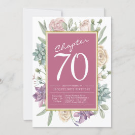 Convite 70 Birthday Floral Surprise Party