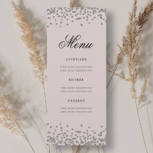 Convite 70 Birthday Menu Silver Confetti Rosa