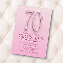 Convite 70 Birthday Pink Diamantes