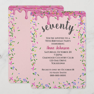 Convite 70 Birthday Pink Iching E Sprinkles