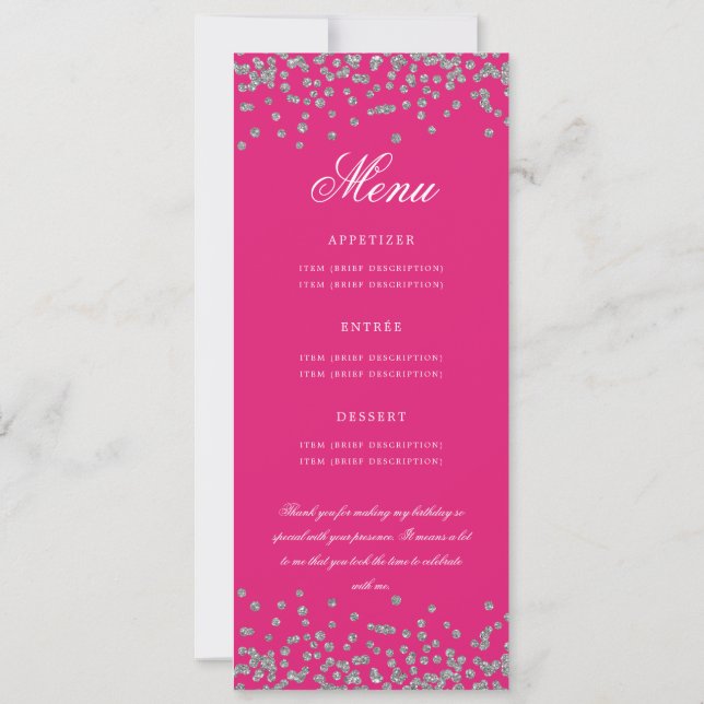 Convite 70 Birthday Programa Menu Obrigado U Silver Hot Pi (Verso)