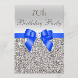 Convite 70 Birthday Silver Sequin Royal Blue Arco Diamond