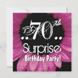 Convite 70 de Girassol Rosa Surpresa Modelo de aniversári
