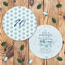Convite 70 de Hydrangeas Azul Festa de aniversário Surpres
