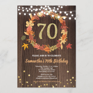 Convite 70 de outono, dia de aniversário, dia de graças, c
