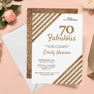Convite 70 e Fabuloso Elegante Brilho Dourado Aniversário