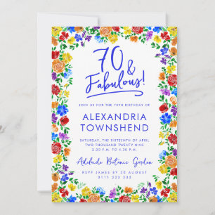 Convite 70 e Fabuloso Floral de Arco-Íris para 70º Anivers