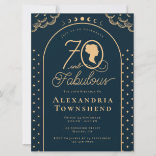 Convite 70 e Fabulosos Aniversário de 70 anos em Azul Dour