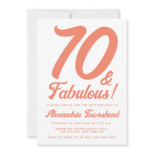 70 & Fabuloso Laranja Script Aniversário de 70 ano