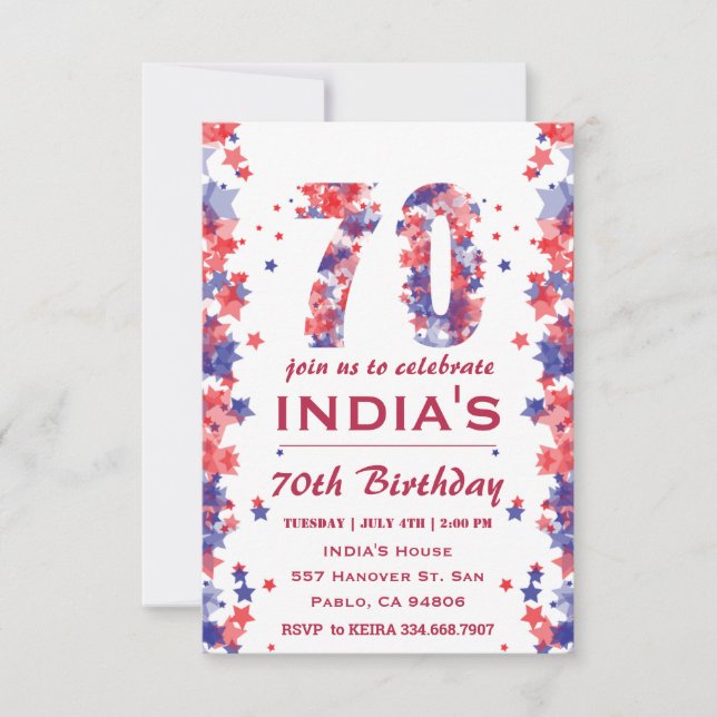 Convite 70 Festa de aniversário 4 De Jully (Frente)