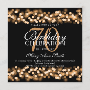 Convite 70 Festa de aniversário Faux Dourado Hollywood Gla