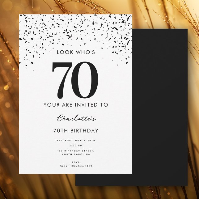 Convite 70 Festa de aniversário Olhar Quem É 70 Moderno (70th Birthday Party Look Who's 70 Modern Invitation)