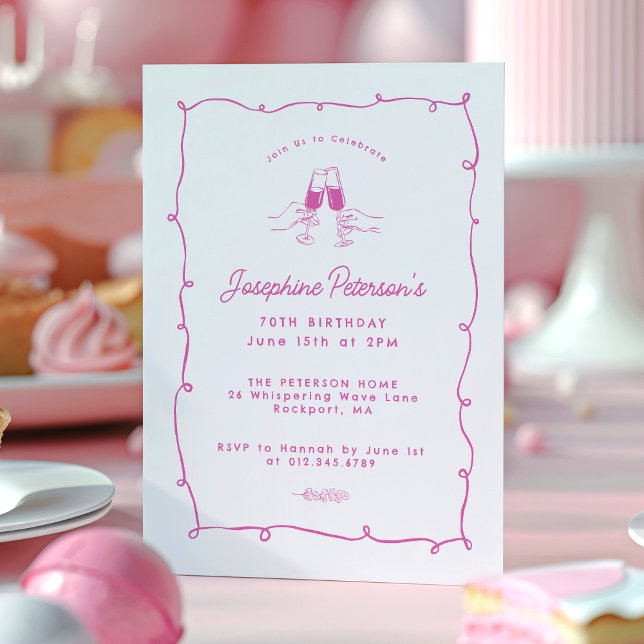 Convite 70 Festa de aniversário - Portal Whimsical Rosa (Criador carregado)
