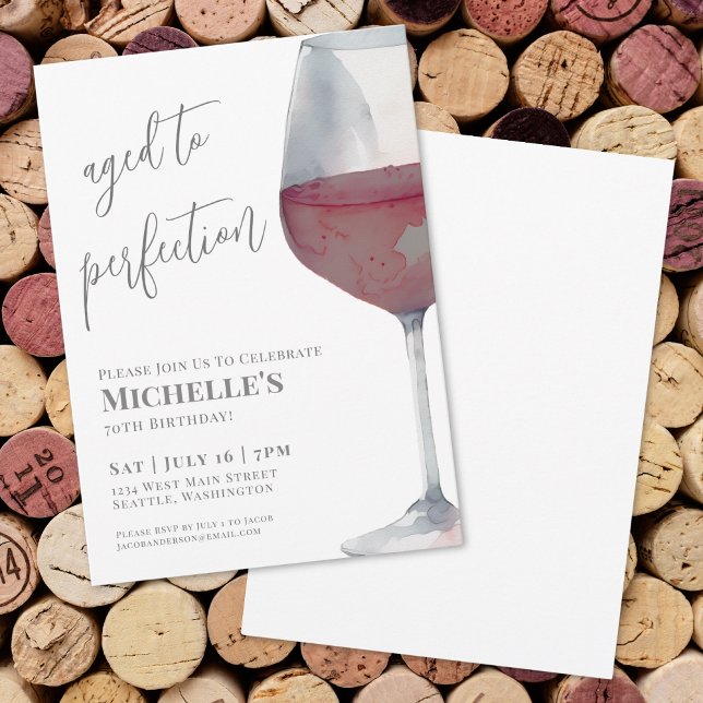 Convite 70 simples de vinho (Wine Simple 70th Birthday Party Invitation)