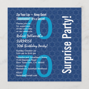 Convite 70 SURPRESA Aniversário do Marinho Moderno Azul Br