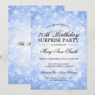 Convite 70 Surprise Birthday Blue Winter Wonderland