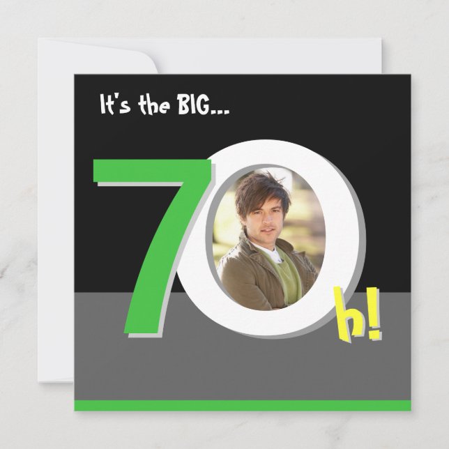 Convite 70 Verde Grande 7-Oh! Festa de aniversário de Mode (Frente)